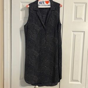 Equipment Navy and White Sleeveless Shirt Dress